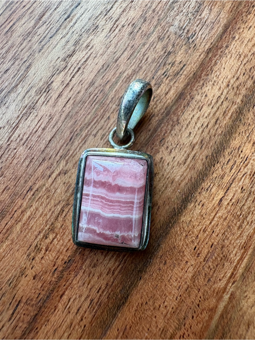 Vintage Sterling Silver Pendant with Rhodochrosite Stone